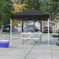 Flash Furniture JJ-GZ88-BK-GG Harris 8'x8' Black Outdoor Pop Up Event Slanted Leg Canopy Tent with Carry Bag